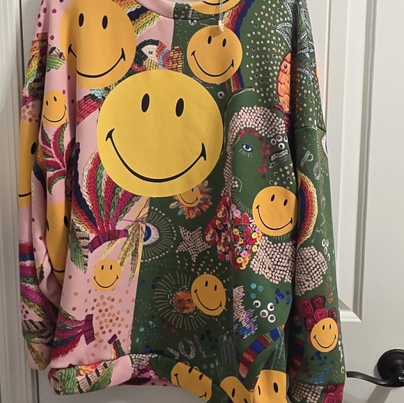 Farm Rio Smiley Face Patchwork Sweatshirt - Picture 3 of 4